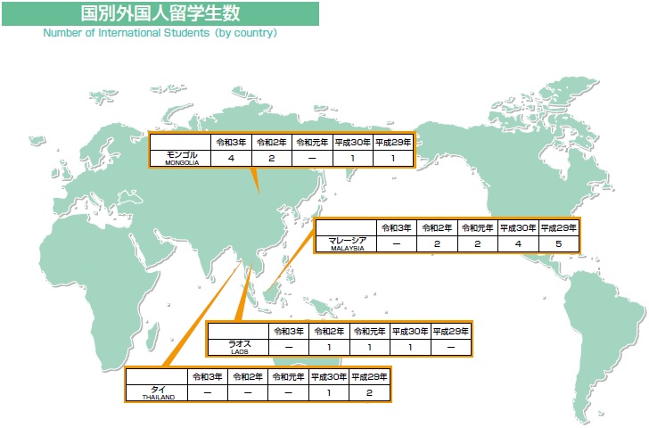 Number of International Students（by country）